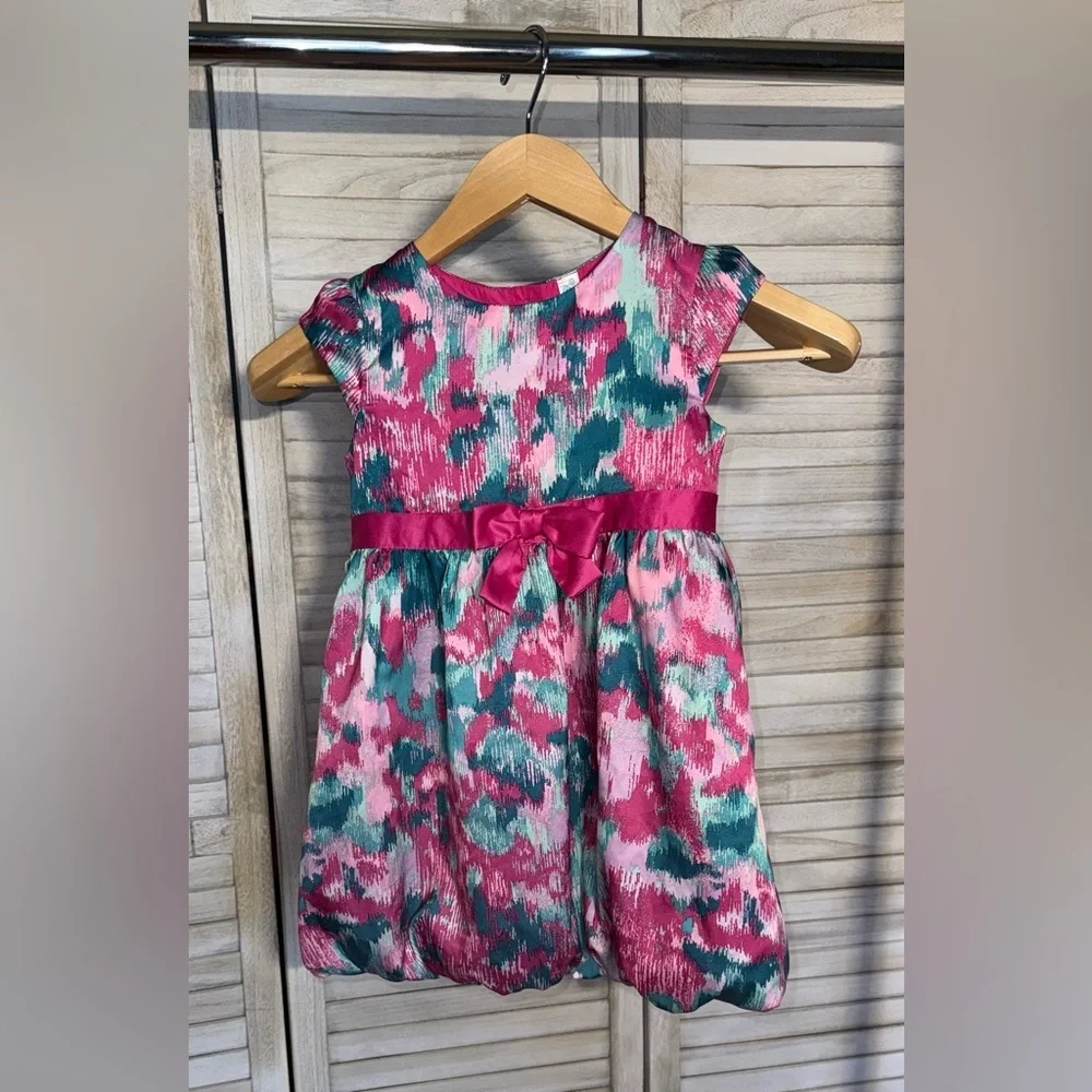 Cherokee Pink and Green Bubble Skirt Formal Kids Dress